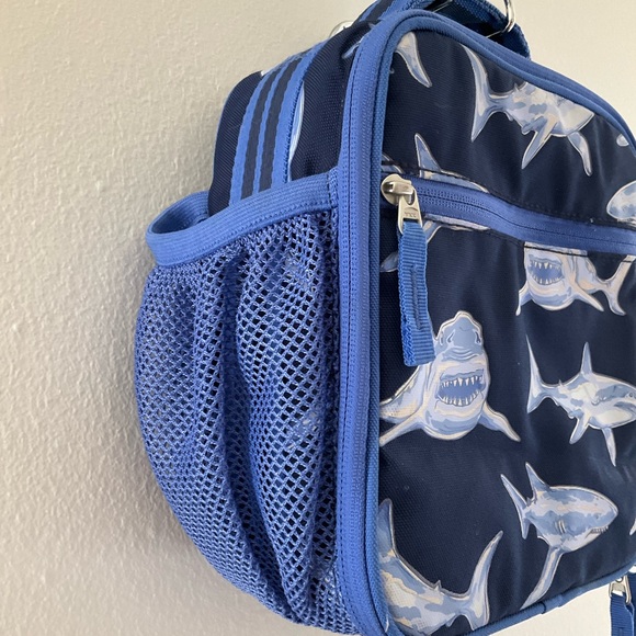 Pottery Barn Kids Shark Print Navy Blue Kids Lunchbox tote Bag - Picture 3 of 12